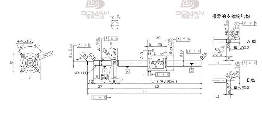 KURODA GP1002DS-EAFR-0210B-C3F 日本黑田丝杆gk系列