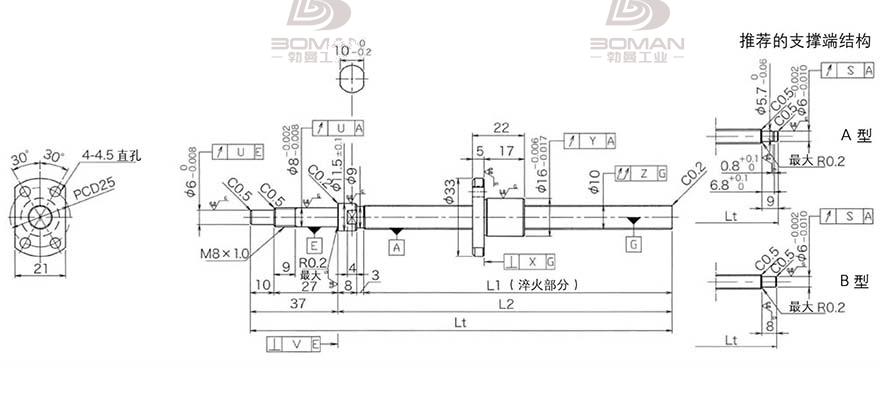 KURODA DP1002JS-HDNR-0220B-C3F 黑田丝杆支撑组件